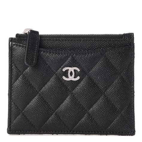 chanel caviar quilted cc zip card holder black|Chanel CC Caviar Quilted Zip Card Holder Black.